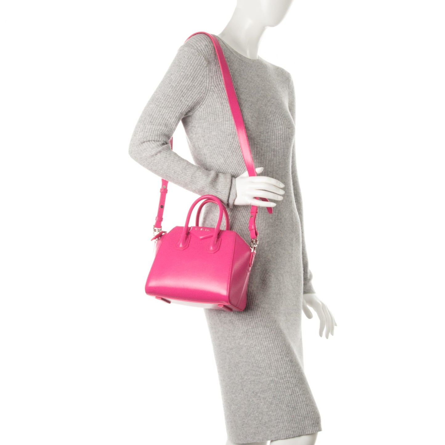Shiny Lord Calfskin Mini Antigona Shocking Pink