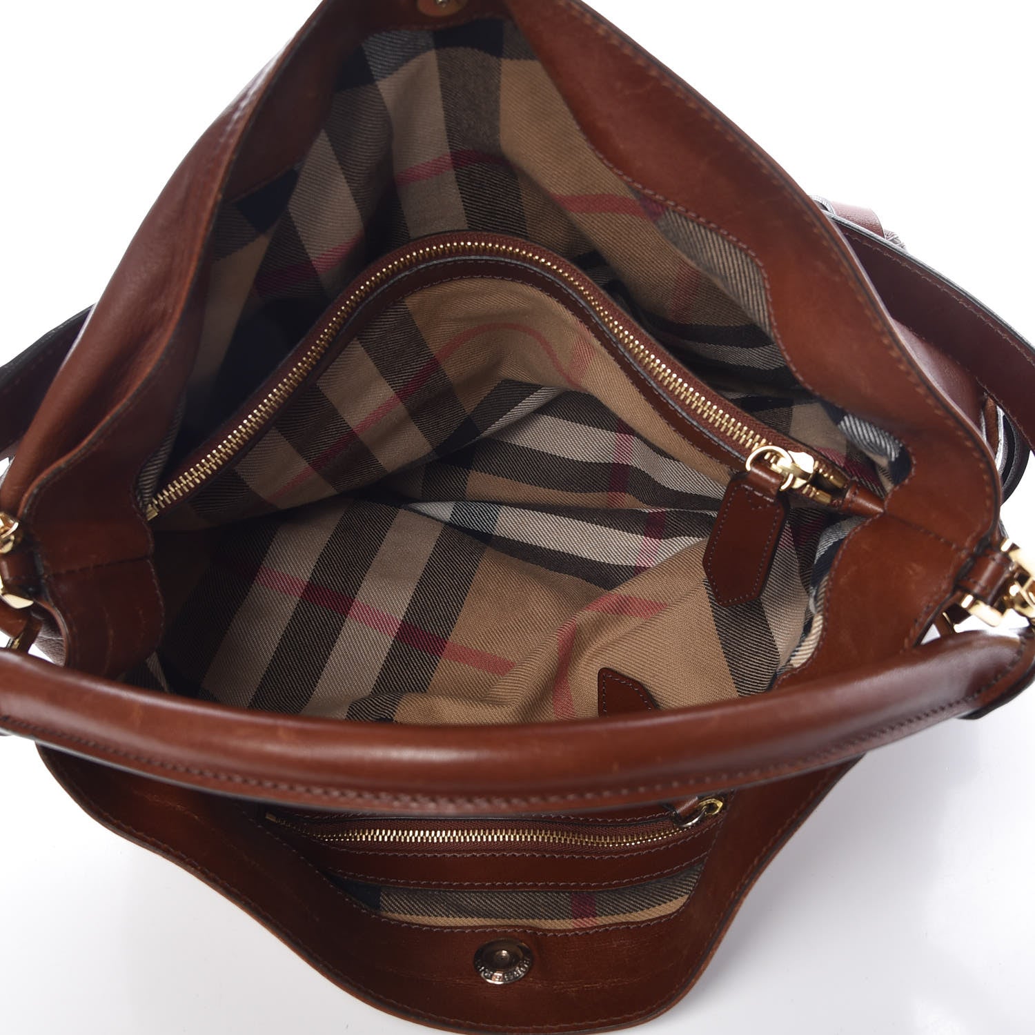 Burberry Soft Lambskin Bridle Calfskin Medium Gosford Hobo Dark Tan 8 of 10