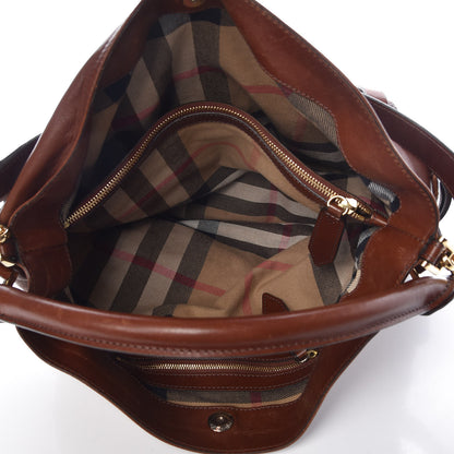 Burberry Soft Lambskin Bridle Calfskin Medium Gosford Hobo Dark Tan 8 of 10