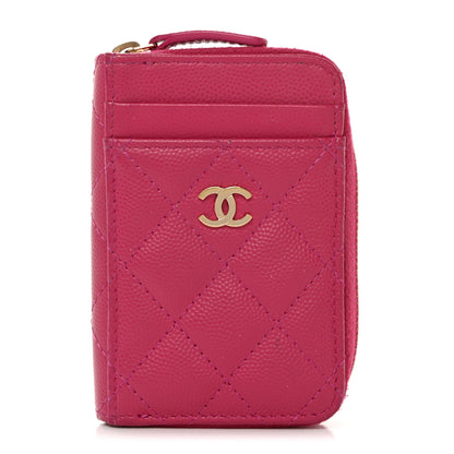 Chanel Caviar Quilted Zip Card Holder Fuchsia 1 of 7