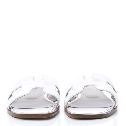 Hermes Box Calfskin Oran Sandals 39 White 2 of 11