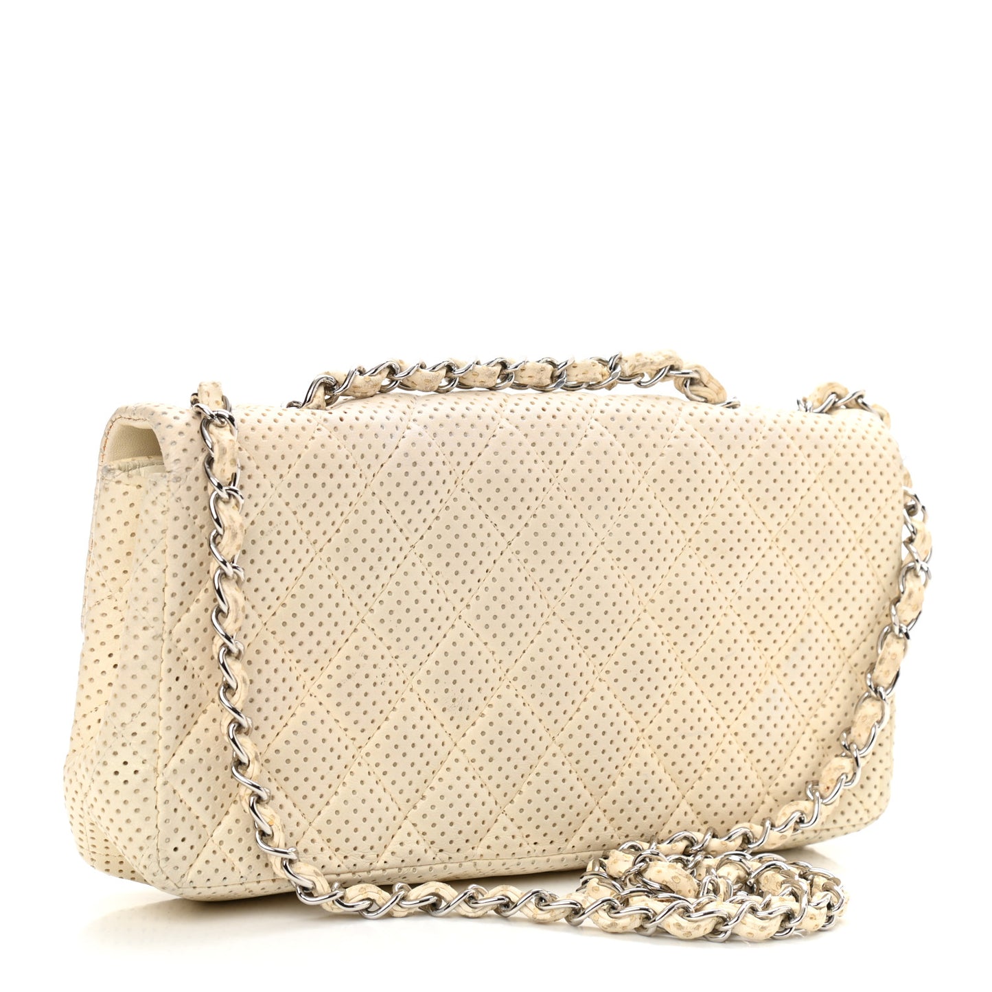 Lambskin Perforated East West Flap White