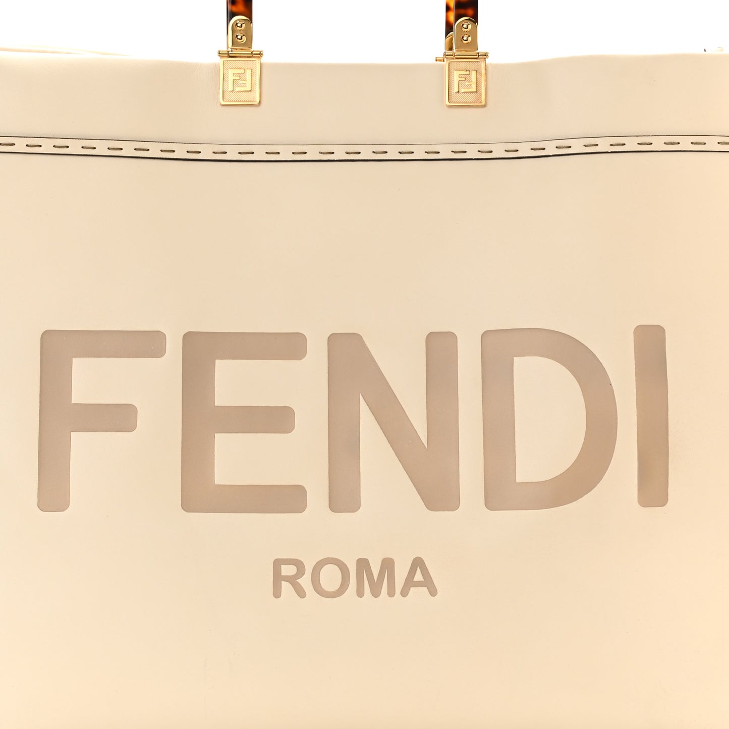 Vitello King Plexiglass Logo Embossed Large Fendi Sunshine Shopper Tote White Ice