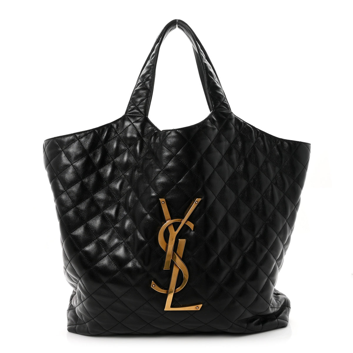 Lambskin Quilted Maxi Icare Shopping Tote Black