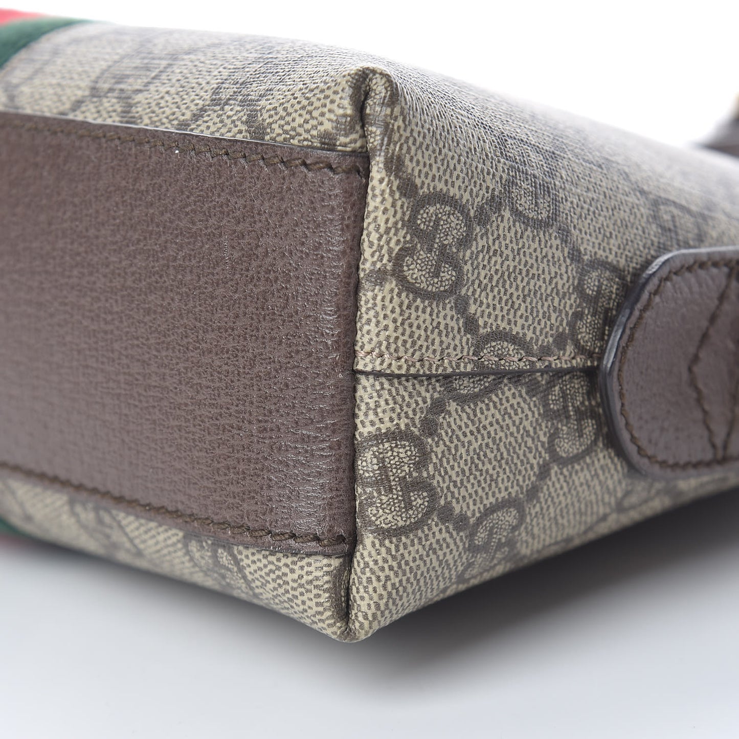 GG Supreme Monogram Textured Dollar Calfskin Web Small Ophidia Dome Shoulder Bag Beige Ebony New Acero