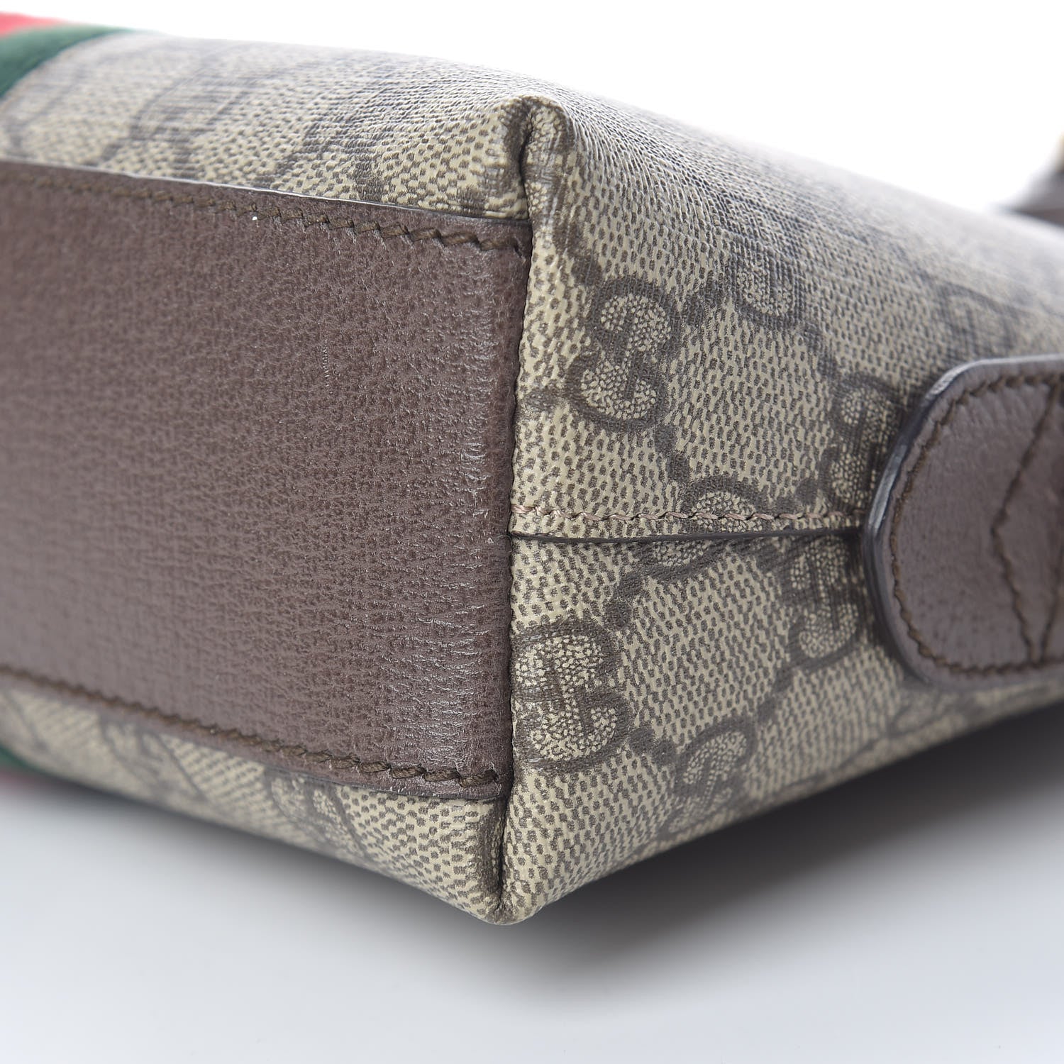 Gucci GG Supreme Monogram Textured Dollar Calfskin Web Small Ophidia Dome Shoulder Bag Beige Ebony New Acero 11 of 11