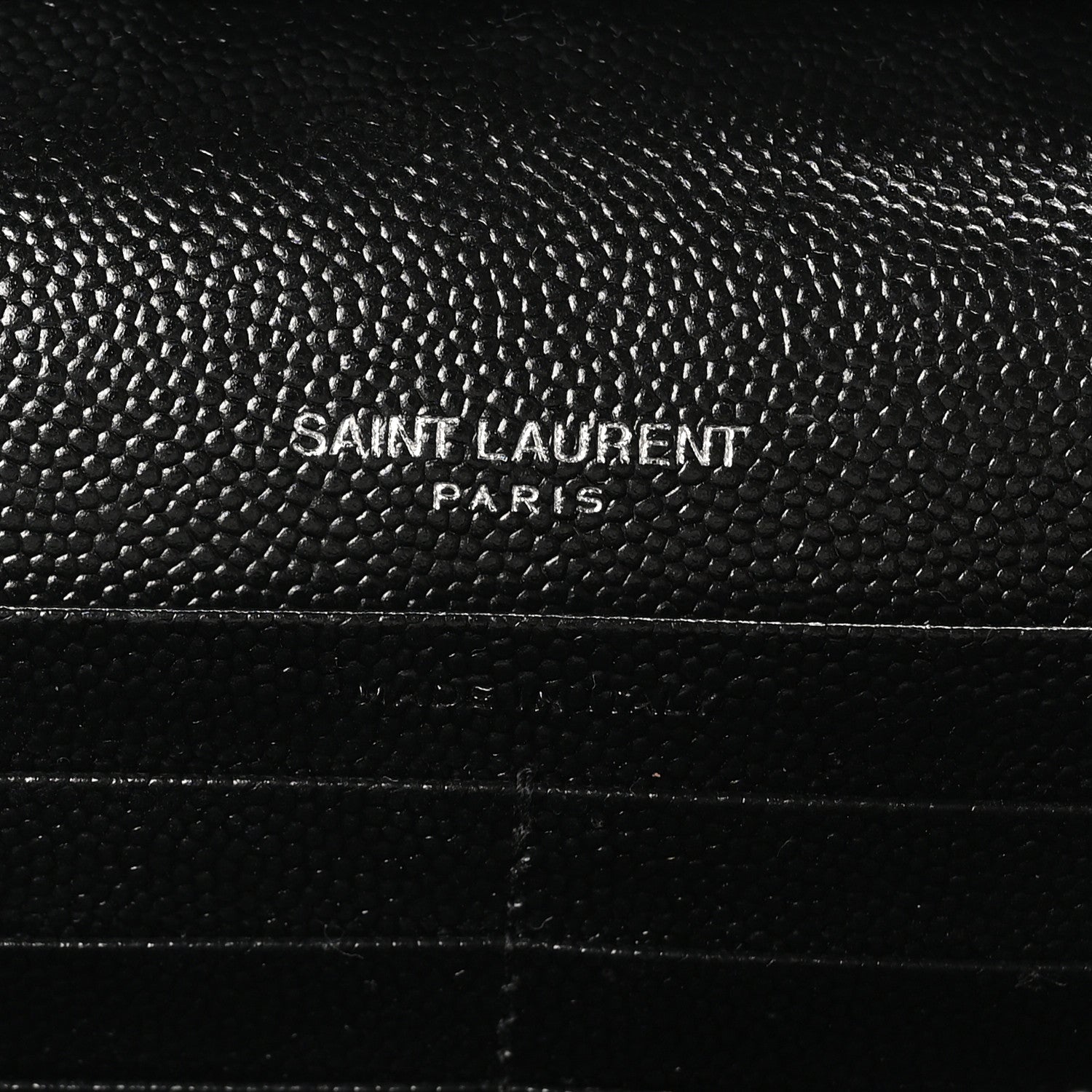 Saint Laurent Grain De Poudre Matelasse Chevron Monogram Chain Wallet Black 6 of 10