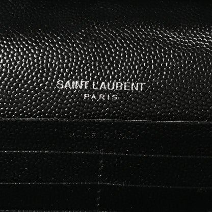 Saint Laurent Grain De Poudre Matelasse Chevron Monogram Chain Wallet Black 6 of 10