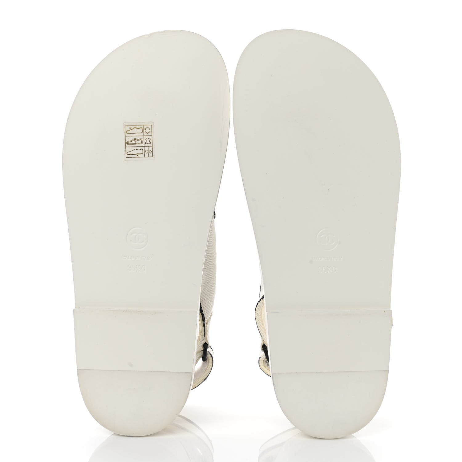 Chanel Calfskin Printed Velcro Dad Sandals 36.5 White Black 5 of 11