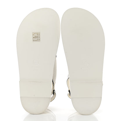 Chanel Calfskin Printed Velcro Dad Sandals 36.5 White Black 5 of 11