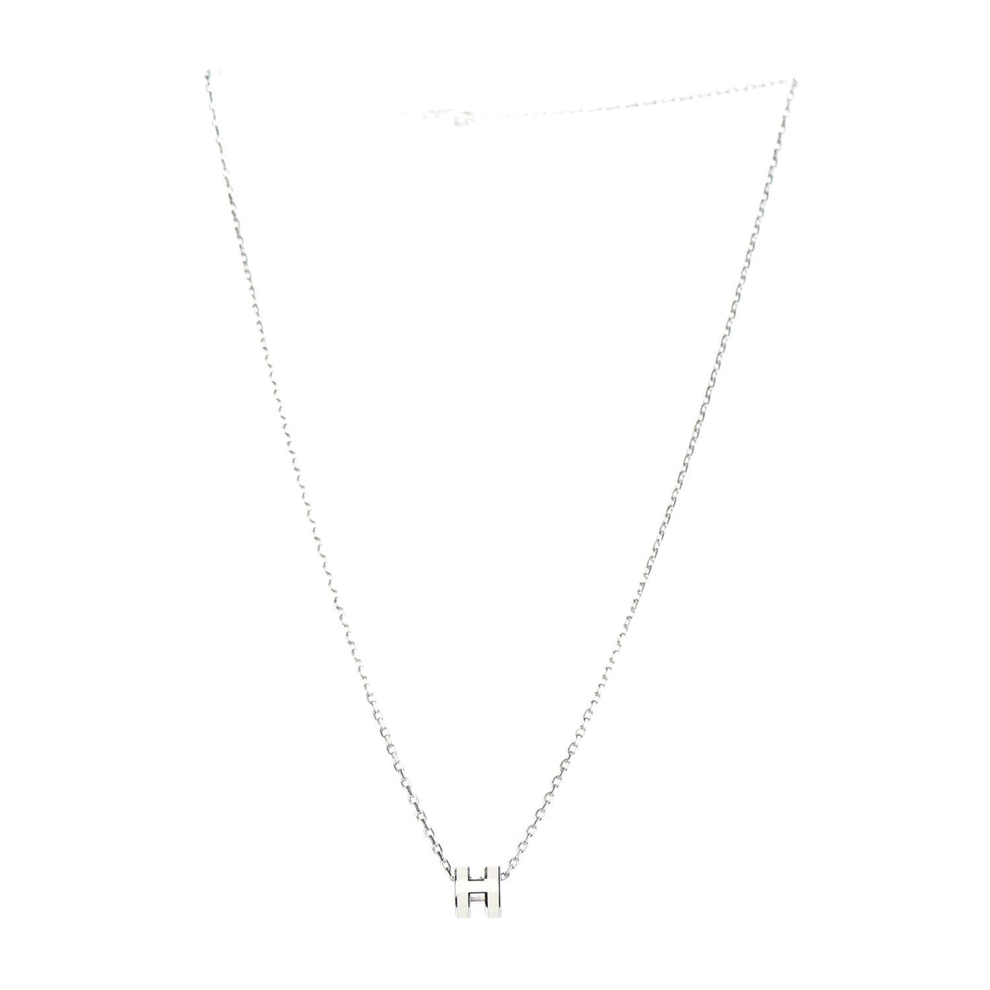 Lacquered Palladium Mini Pop H Pendant Necklace White