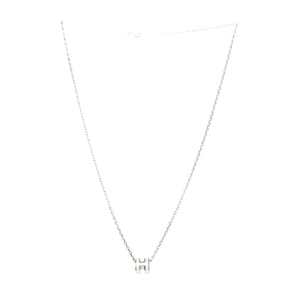 Hermes Lacquered Palladium Mini Pop H Pendant Necklace White 3 of 5