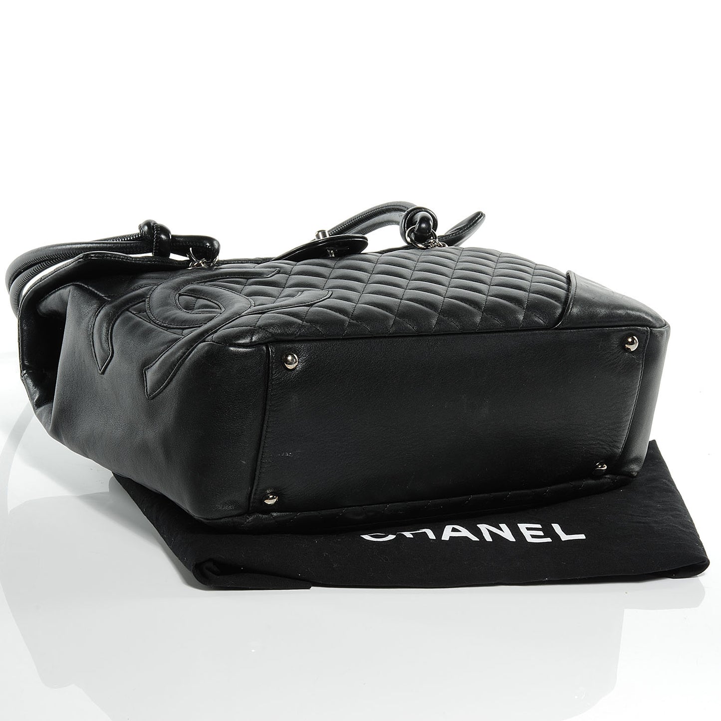 Calfskin Quilted Large Cambon Flap Black