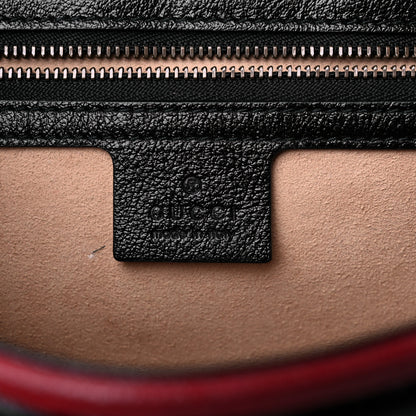 Gucci Vintage Effect Calfskin Matelasse Diagonal Striped Small Torchon GG Marmont Shoulder Bag Black Beige 6 of 11