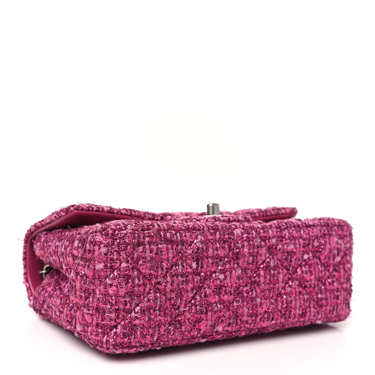 Metallic Tweed Quilted Mini Rectangular Flap Pink