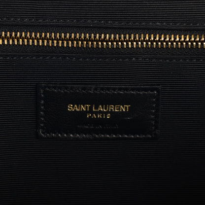 Saint Laurent Grain De Poudre Matelasse Chevron Large Monogram Satchel Black 7 of 8