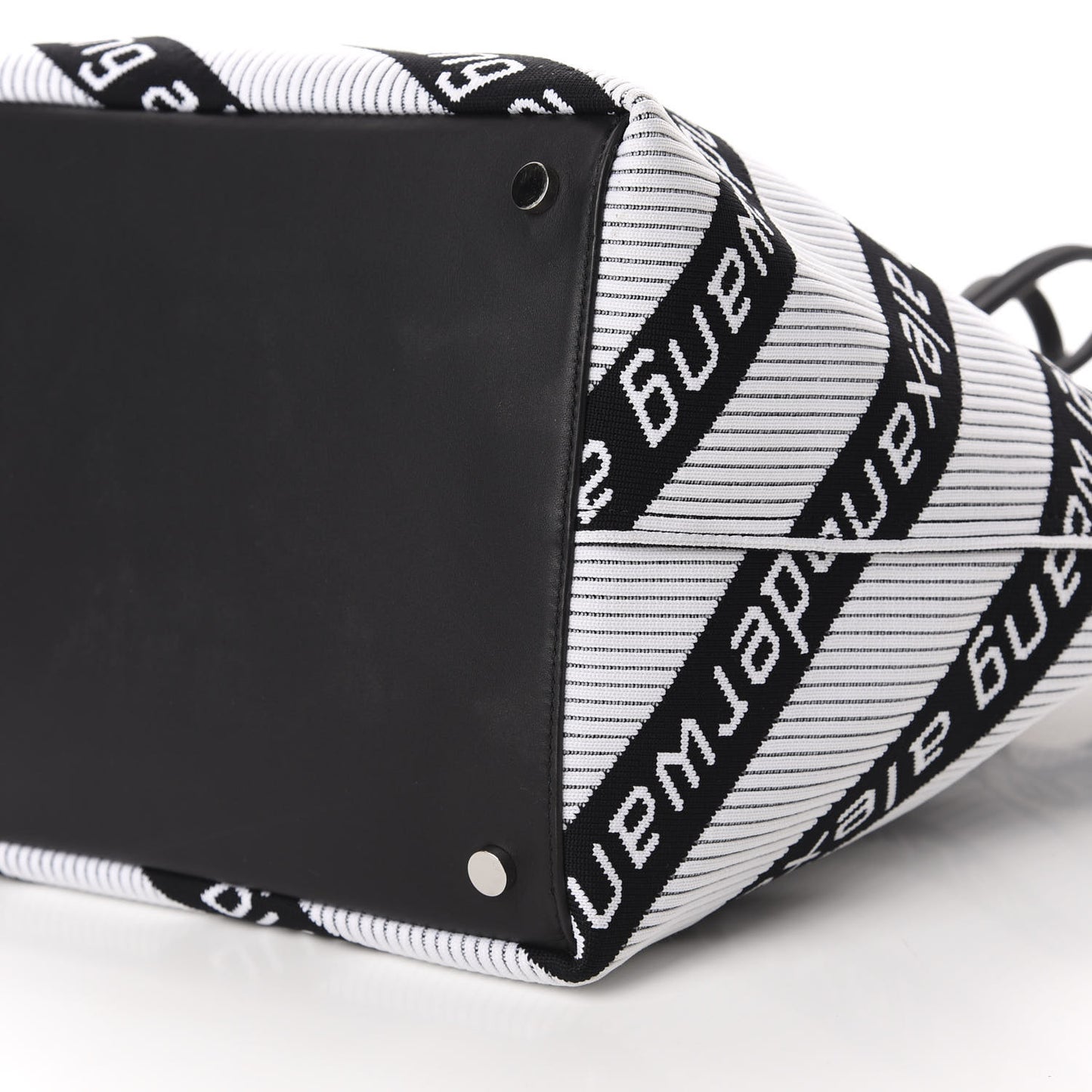 Knit Jacquard Diagonal Logo Roxy Tote White Black