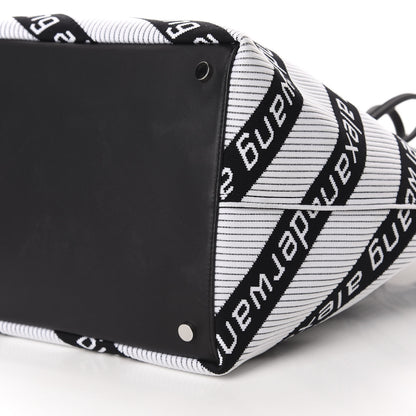 Alexander Wang Knit Jacquard Diagonal Logo Roxy Tote White Black 9 of 12