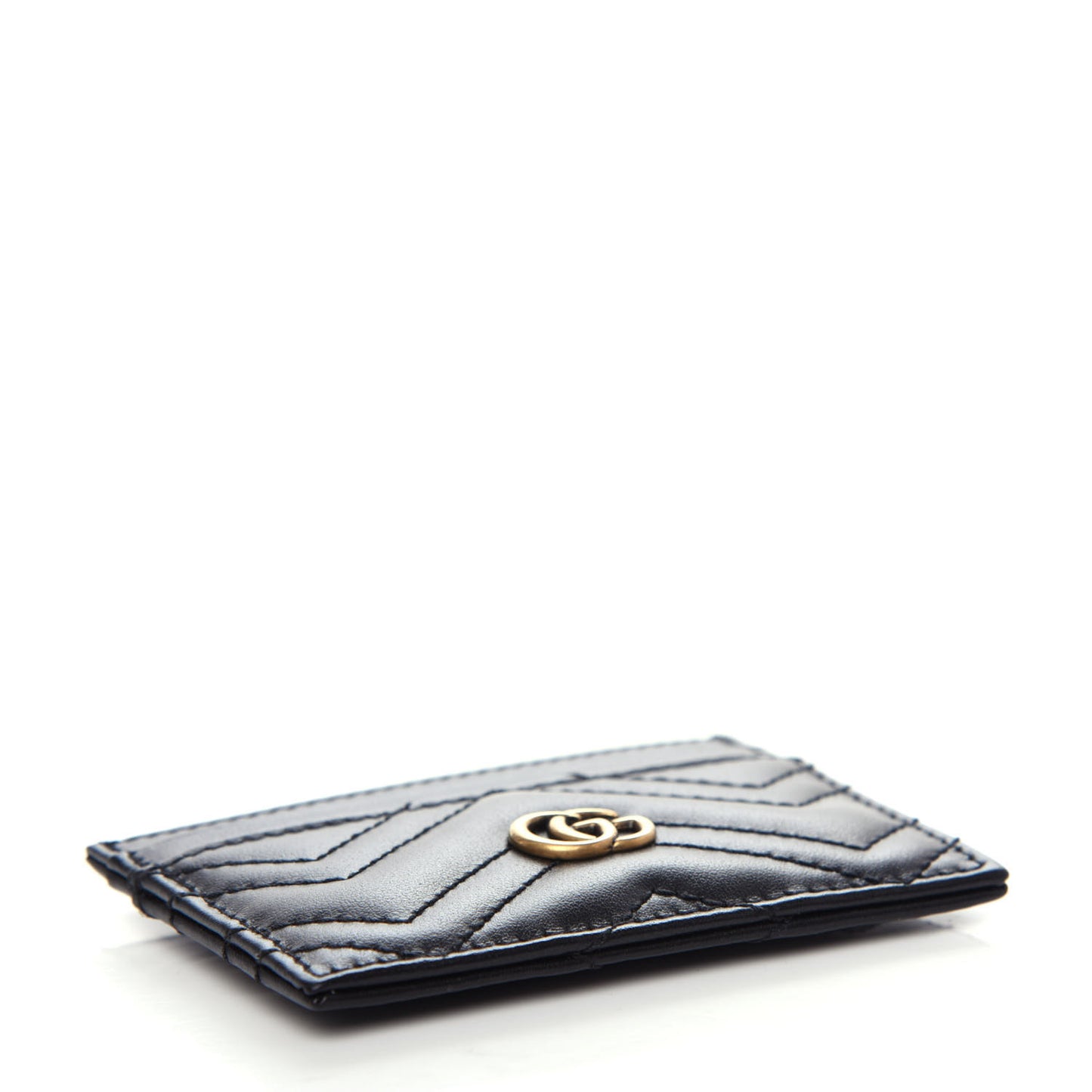 Calfskin Matelasse GG Marmont Card Holder Black