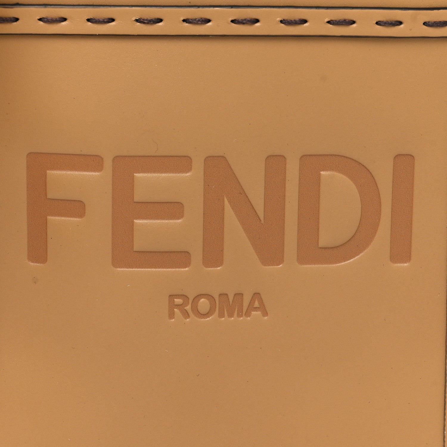 Fendi Vitello King Plexiglass Logo Embossed Mini Fendi Sunshine Shopper Tote Miele Scuro 8 of 10