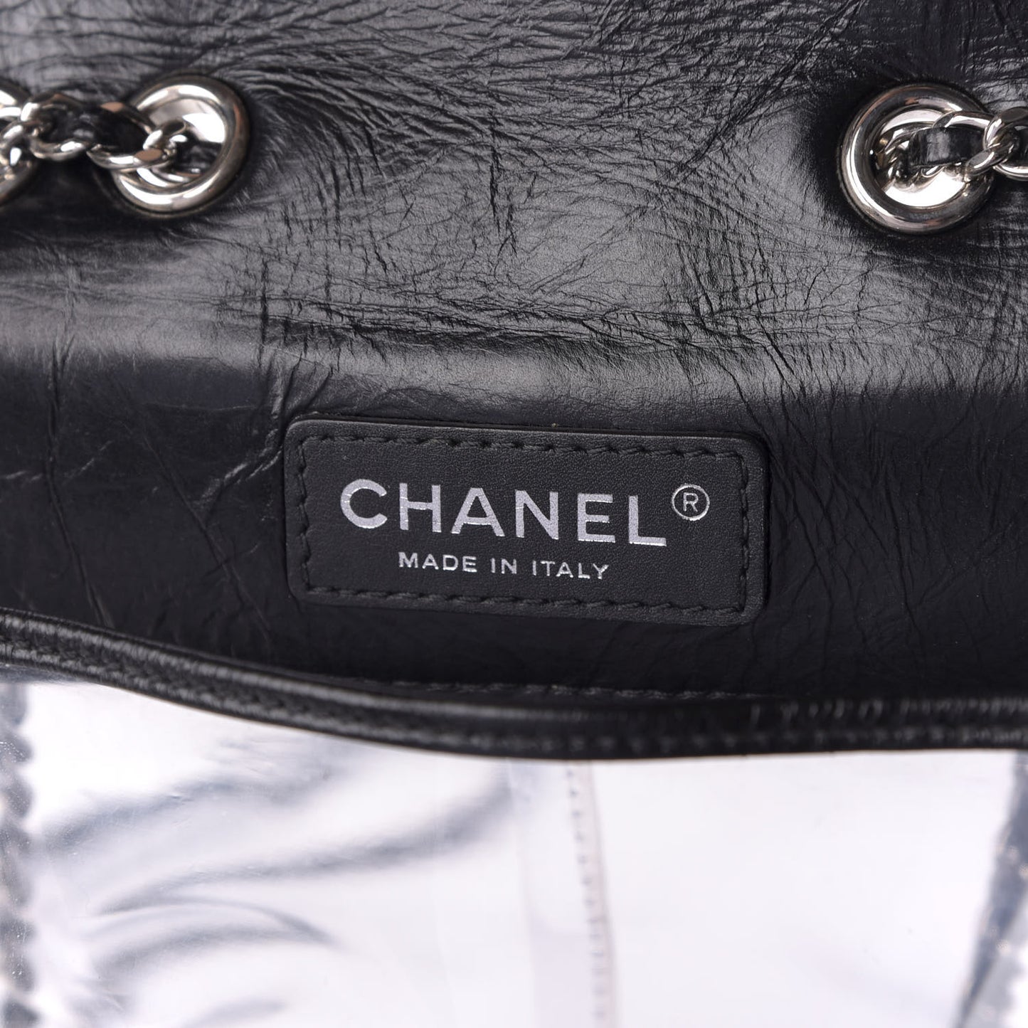 Crumpled Calfskin PVC Quilted Flap Black
