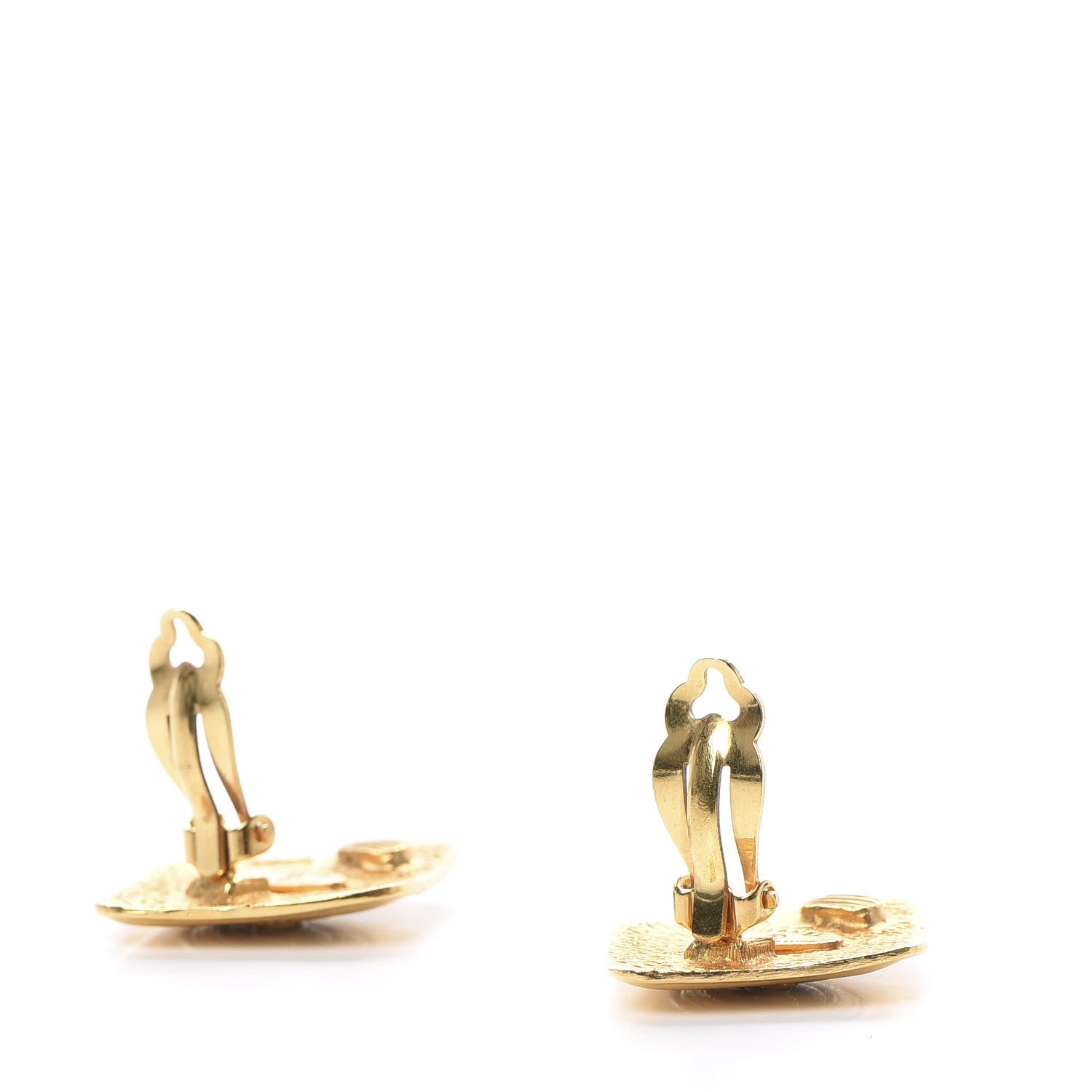 Chanel CC Diamond Shaped Clip On Earrings Gold 3 of 4