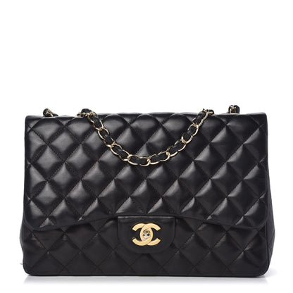 Chanel Lambskin Quilted Jumbo Single Flap Black 1 of 12