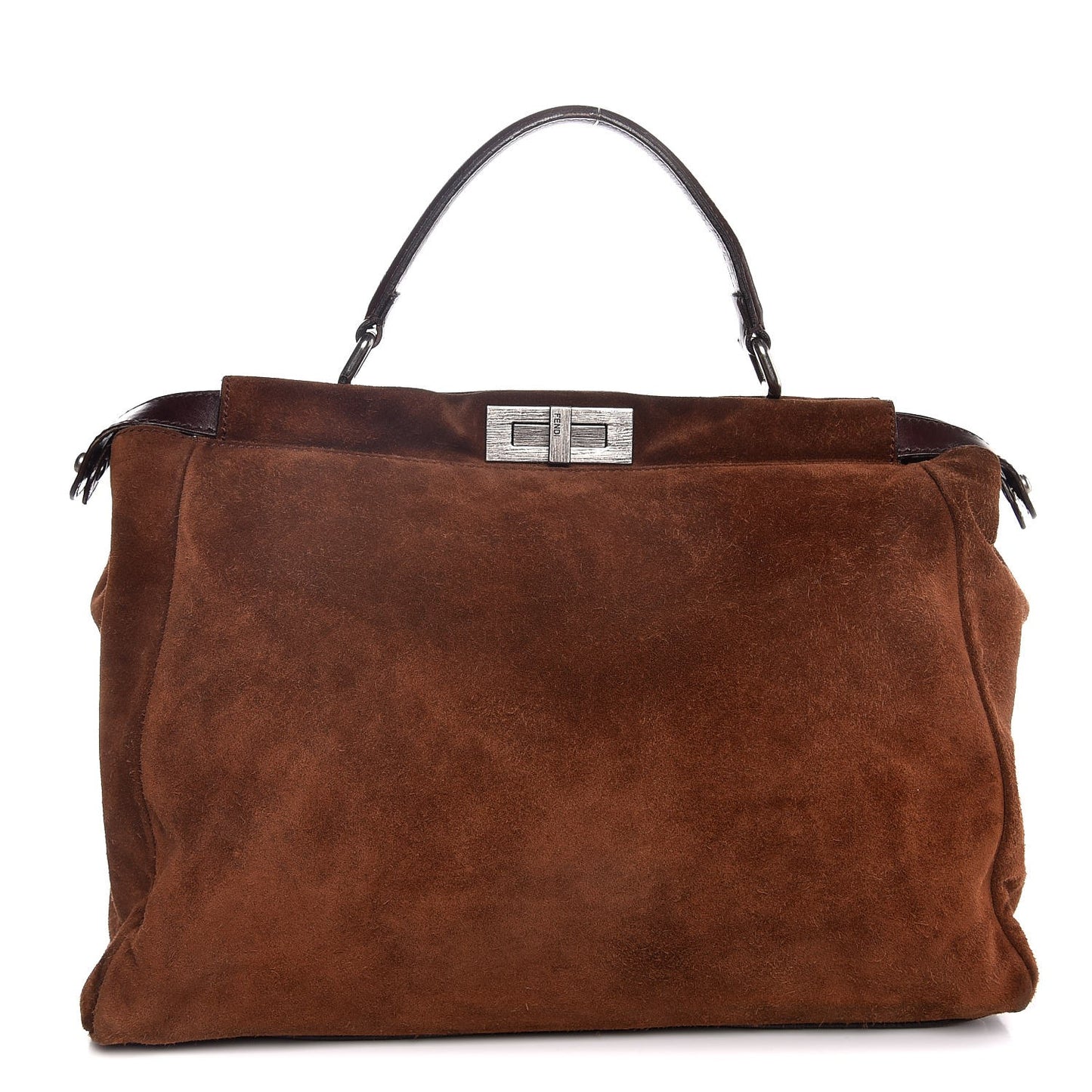 Suede Calfskin Large Peekaboo Iconic Satchel Cognac