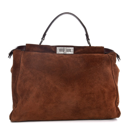 Fendi Suede Calfskin Large Peekaboo Iconic Satchel Cognac 1 of 7