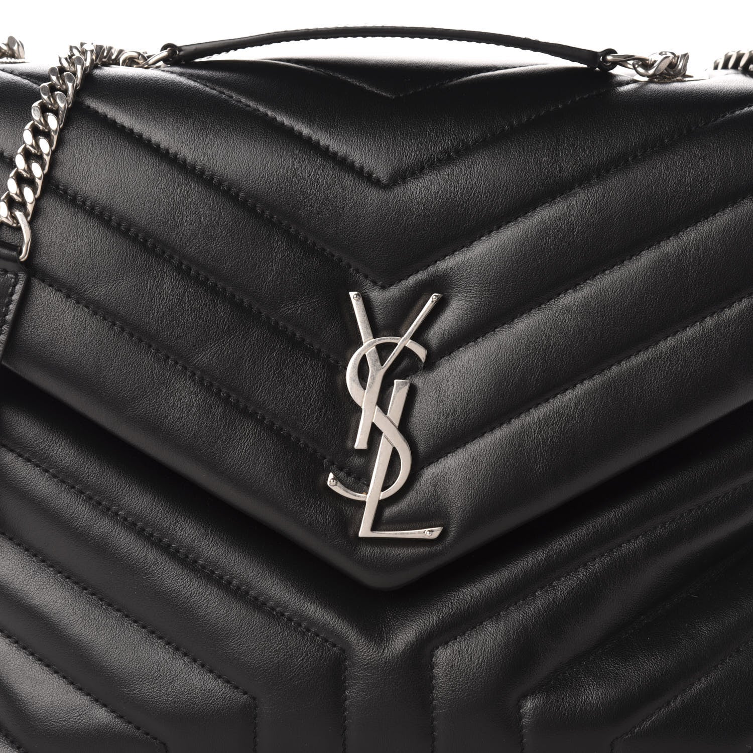 Saint Laurent Calfskin Y Quilted Monogram Medium Loulou Chain Satchel Black 11 of 11