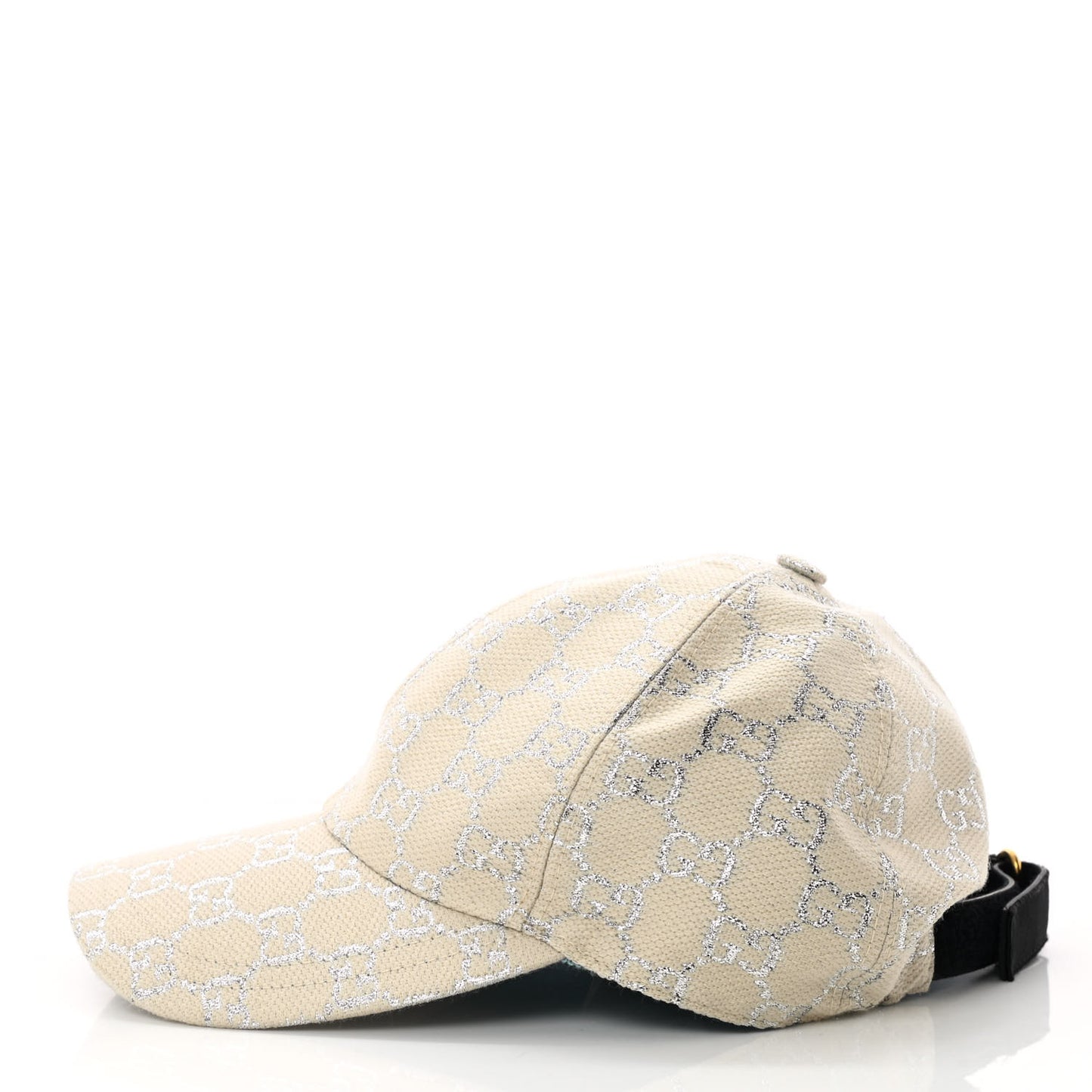 Canvas Lame GG Monogram Rush Baseball Hat XS Gardenia Silver