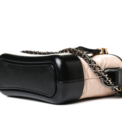 Chanel Aged Calfskin Quilted Small Gabrielle Hobo Beige Black 10 of 14