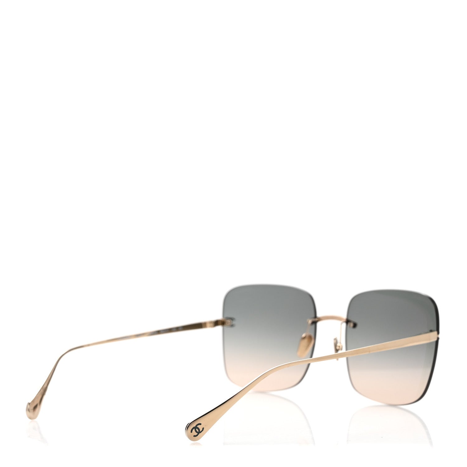 Chanel Titanium Rimless Square Sunglasses 4287-T Gold Black 4 of 8