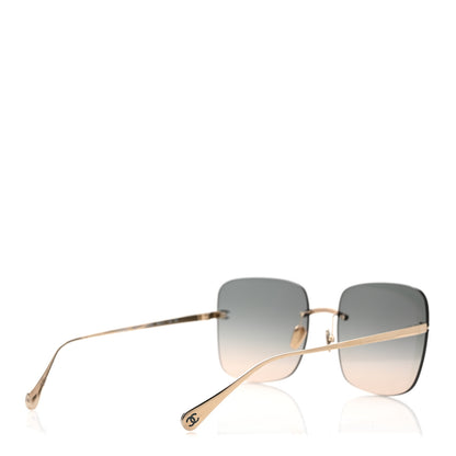 Chanel Titanium Rimless Square Sunglasses 4287-T Gold Black 4 of 8