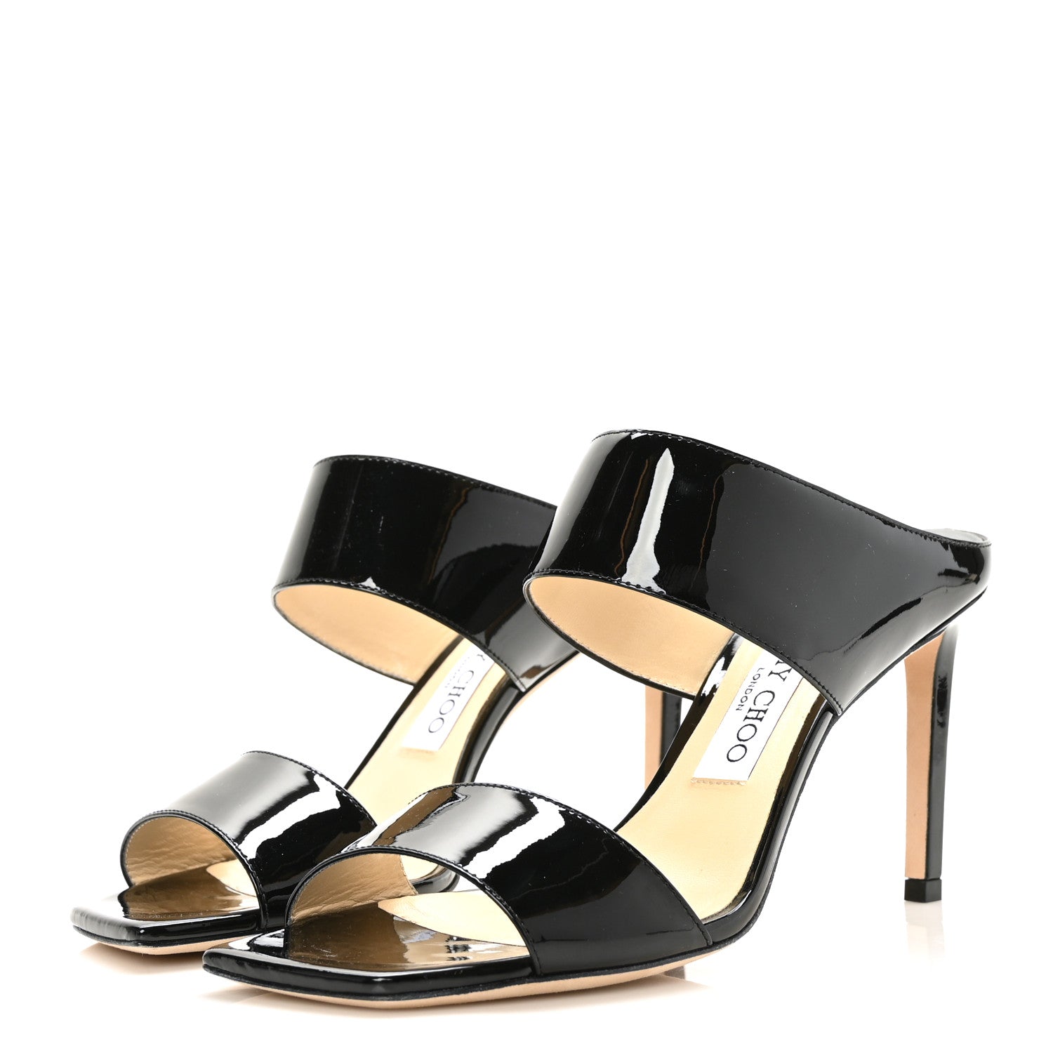 Jimmy Choo Soft Patent Hira 85 Sandals 38 Black 3 of 7