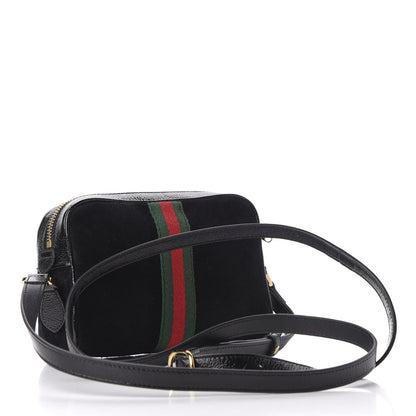 Gucci Suede Patent Web Mini Ophidia Shoulder Bag Black 4 of 10