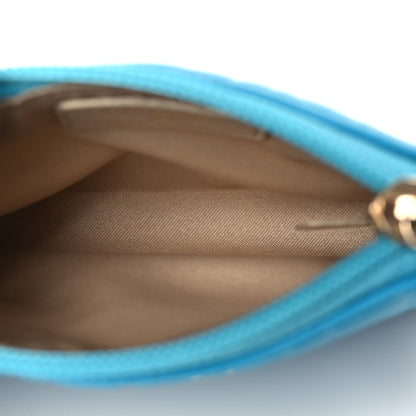Chanel Lambskin Camellia Embossed Key Holder Case Turquoise 5 of 8
