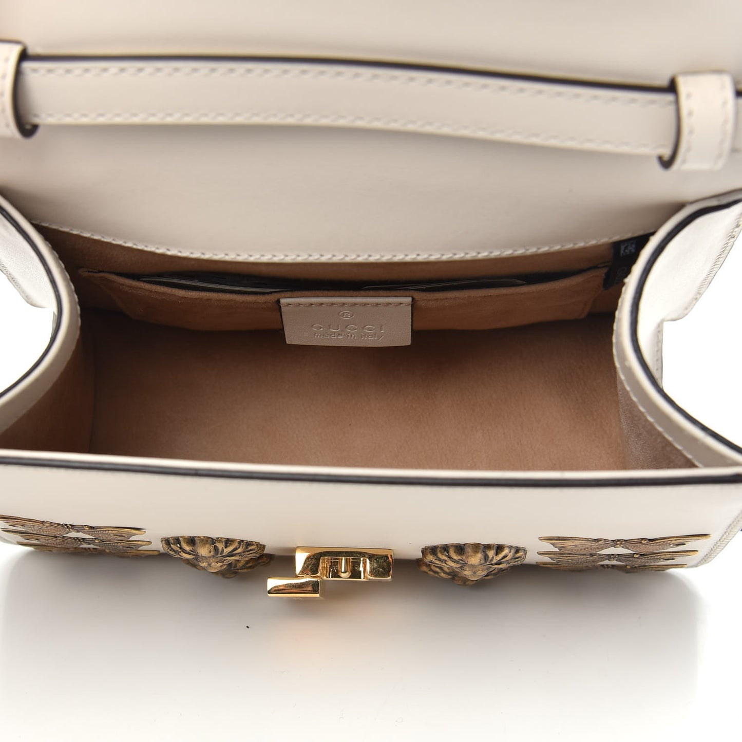 Calfskin Animal Studs Mini Sylvie Top Handle Bag White