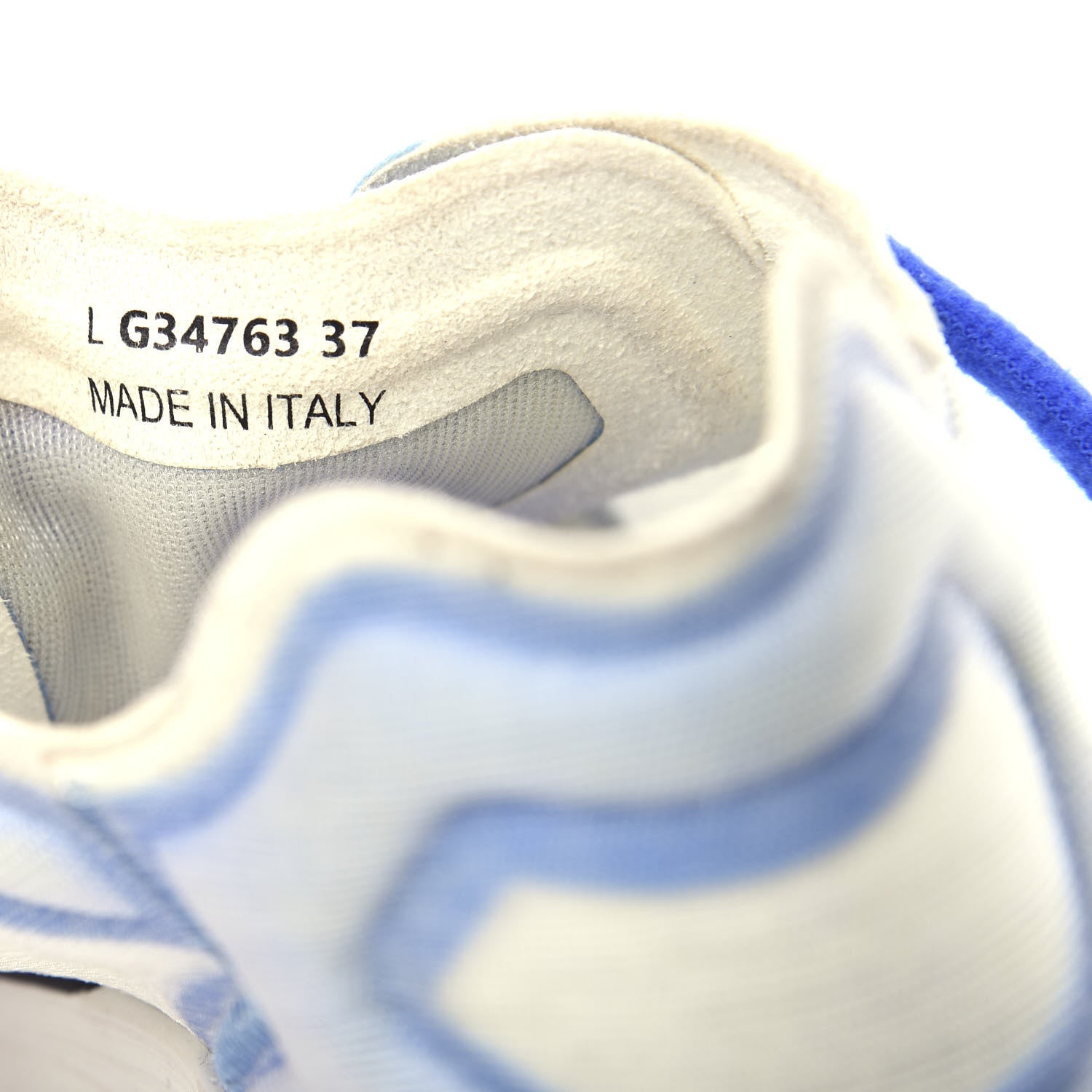 Chanel Calfskin Mesh Lycra Womens Logo Sneakers 37 White Blue 9 of 10