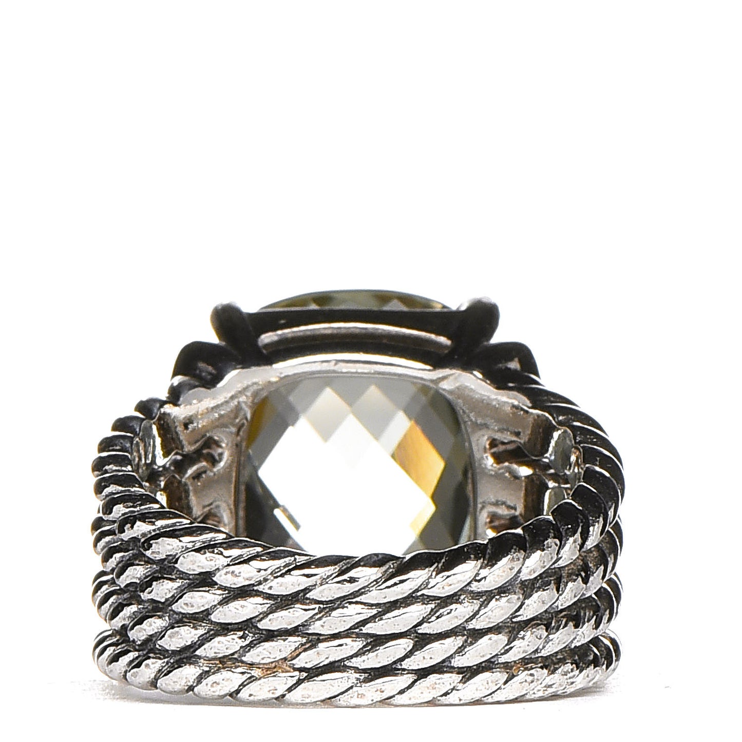 Sterling Silver Diamond Prasiolite 16mm Wheaton Ring 53 6.5