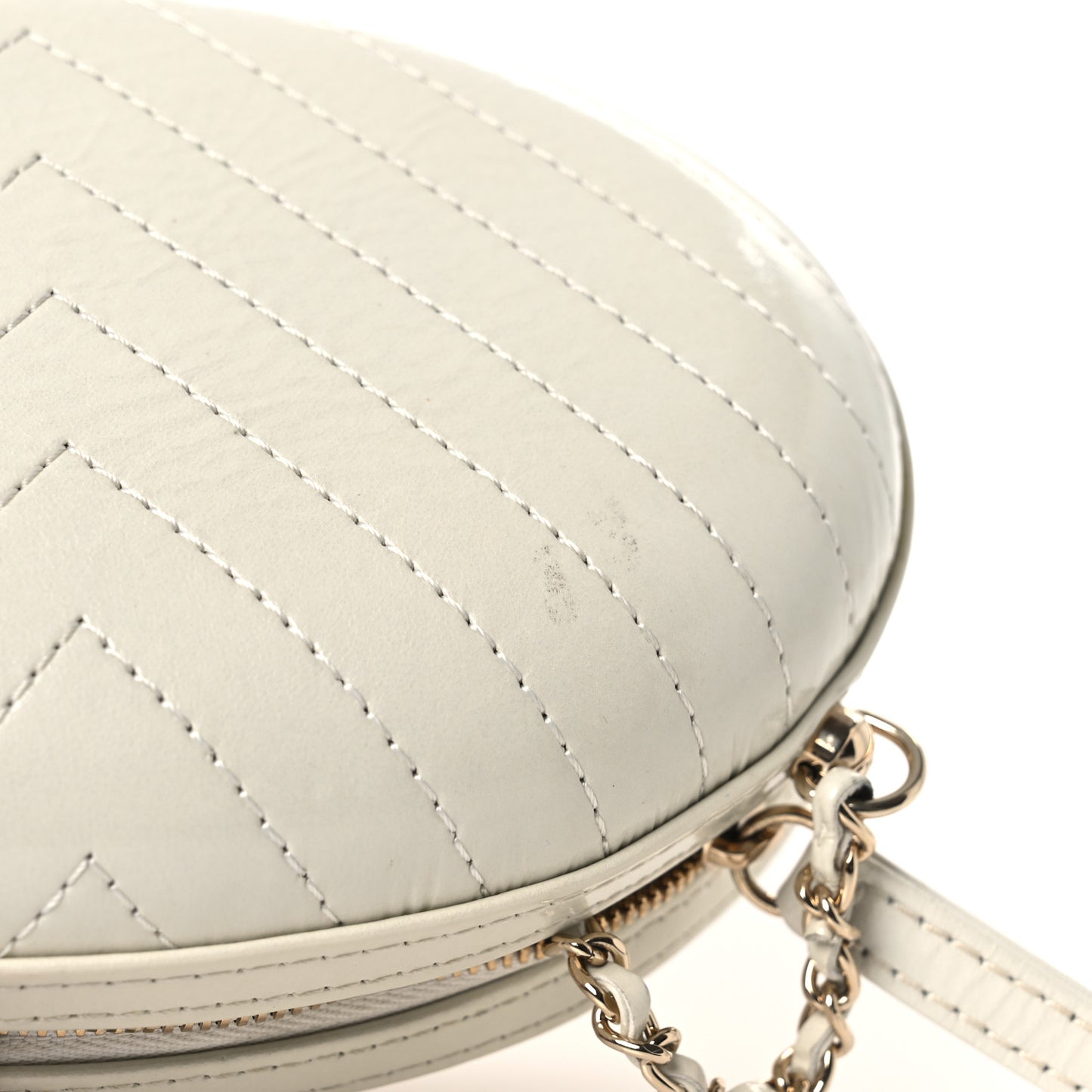 Embroidered Lambskin Chevron Quilted La Pausa Evening Bag White