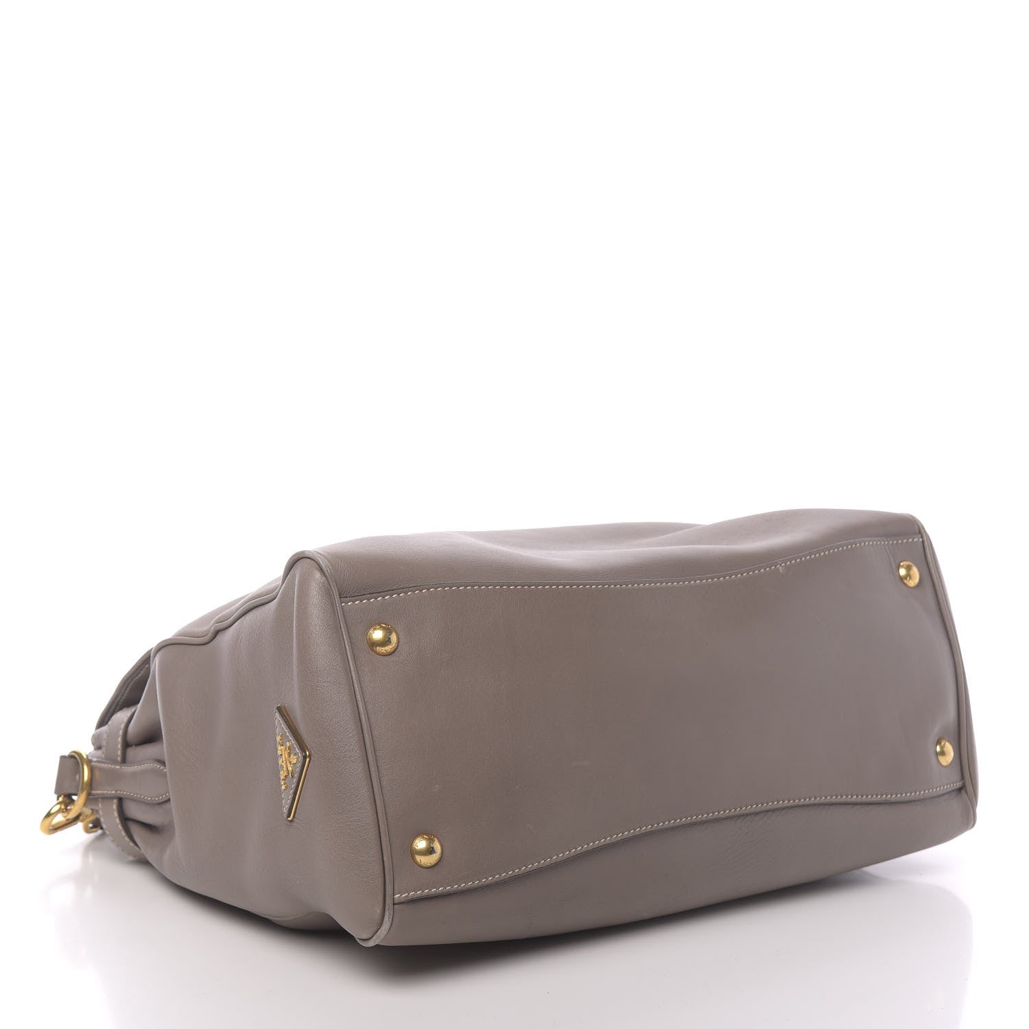 Prada City Calfskin Foldover Pushlock Top Handle Satchel Argilla 4 of 22