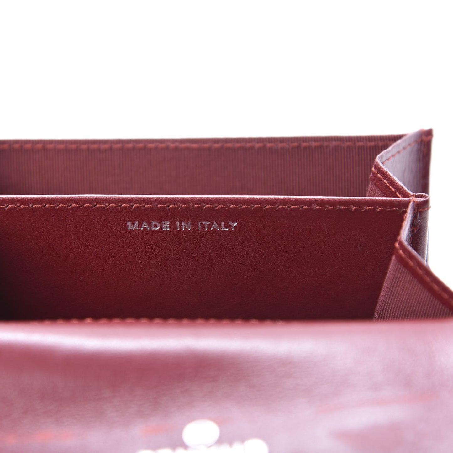 Patent Quilted Flap Card Holder Wallet Burgundy
