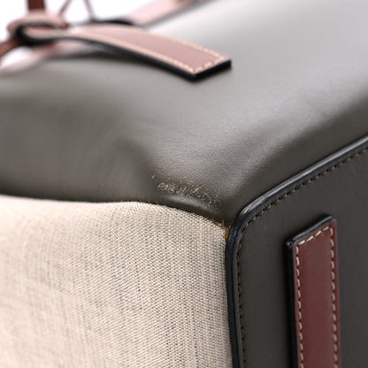 Loewe Calfskin Linen Lazo Tote Khaki Green 6 of 20