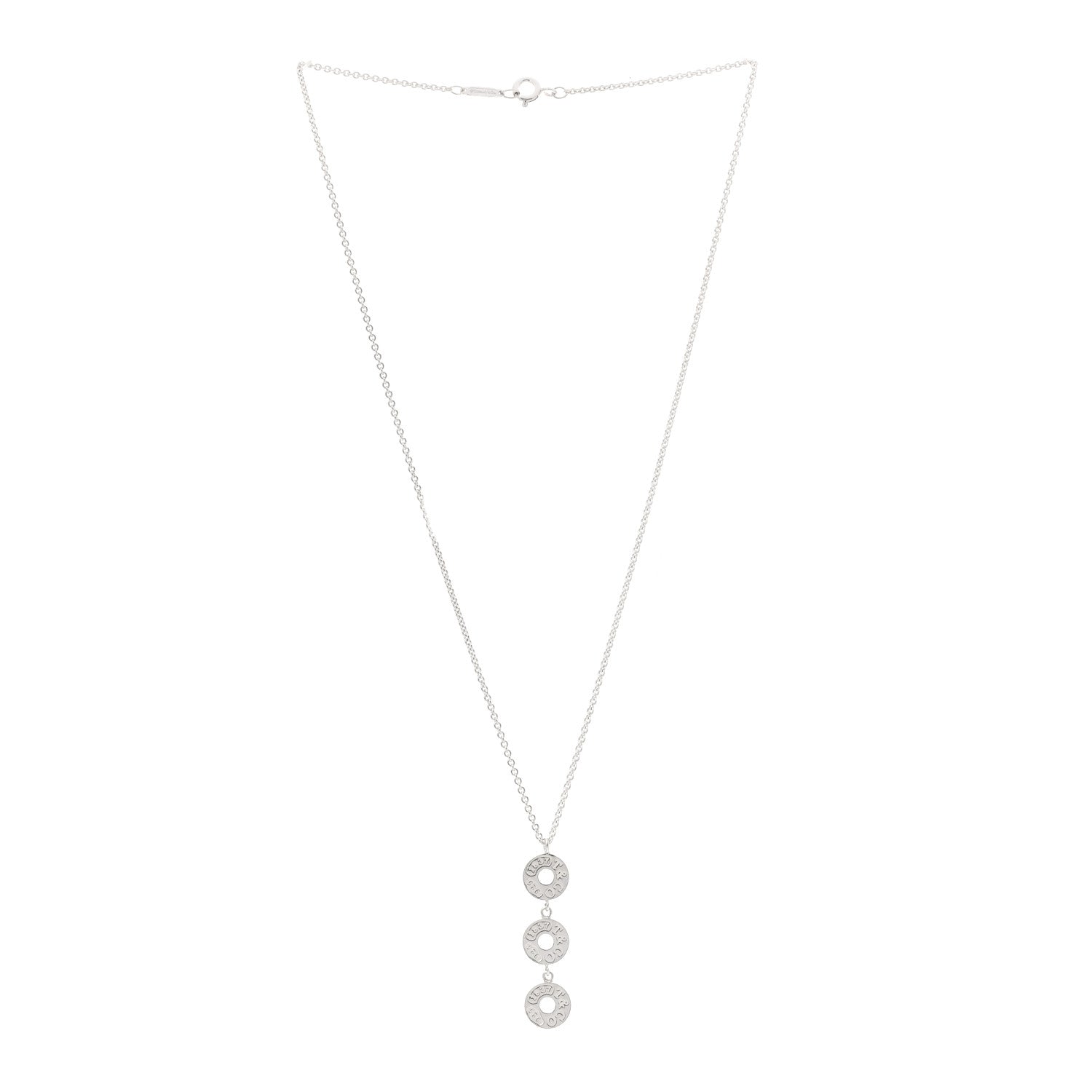 Tiffany Sterling Silver 1837 Triple Circle Drop Pendant Necklace 3 of 5