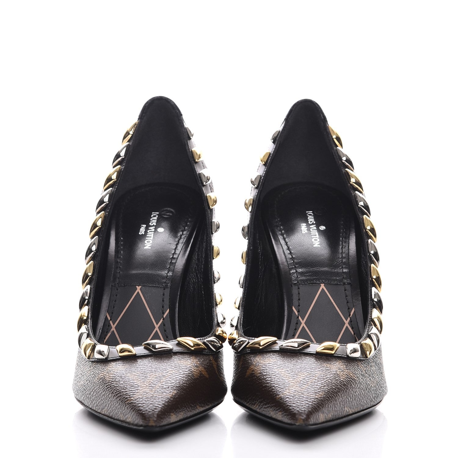Louis Vuitton Calfskin Monogram Eldorado Pumps 37 Cacao 2 of 9