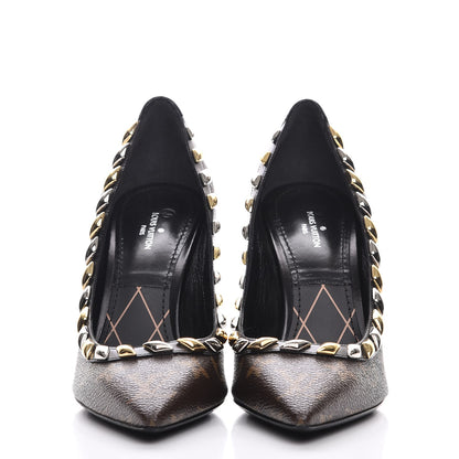 Louis Vuitton Calfskin Monogram Eldorado Pumps 37 Cacao 2 of 9