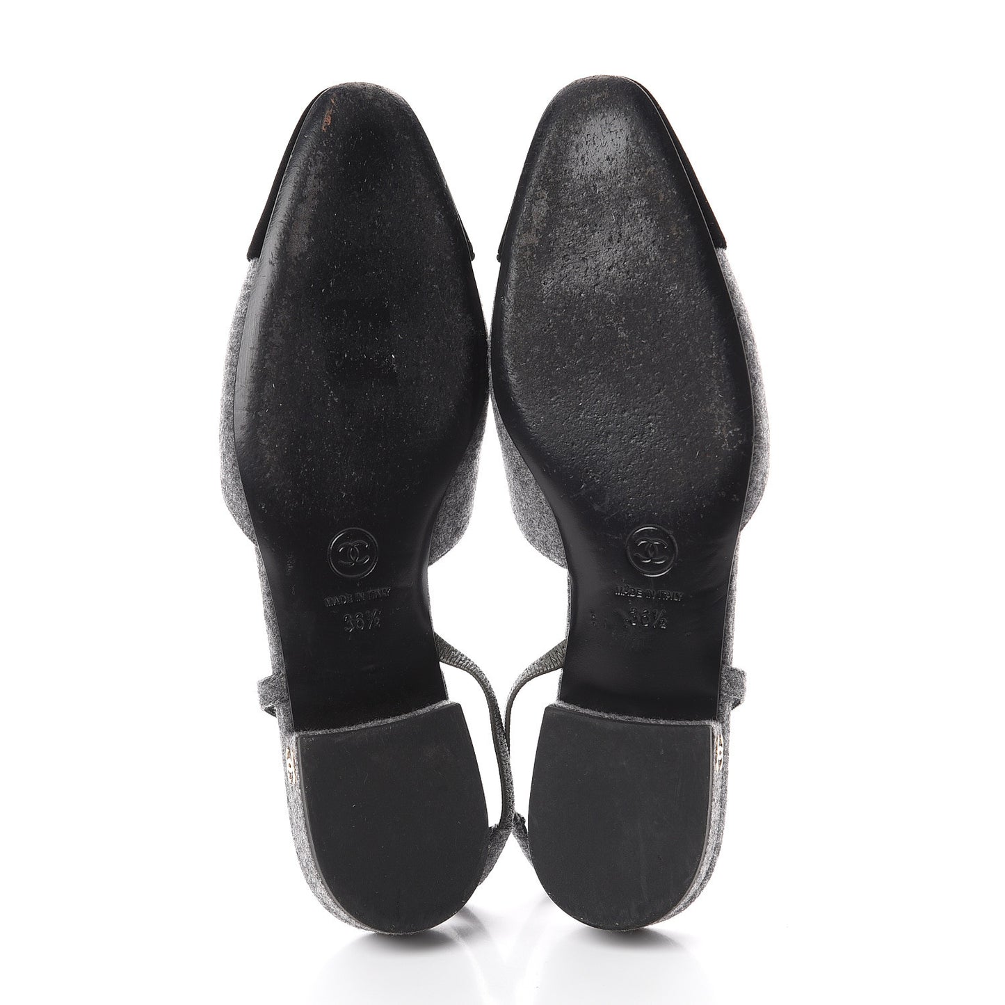 Wool Velvet Cap Toe CC Slingback Pumps 36.5 Black Grey