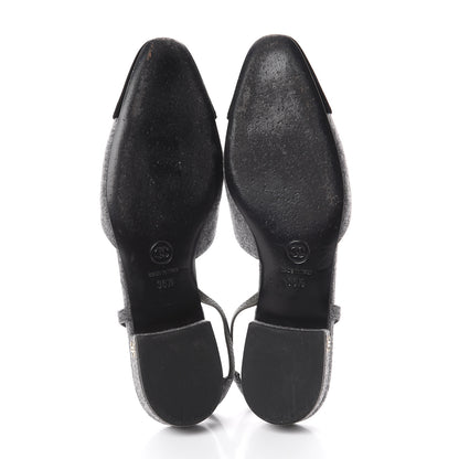 Chanel Wool Velvet Cap Toe CC Slingback Pumps 36.5 Black Grey 5 of 7