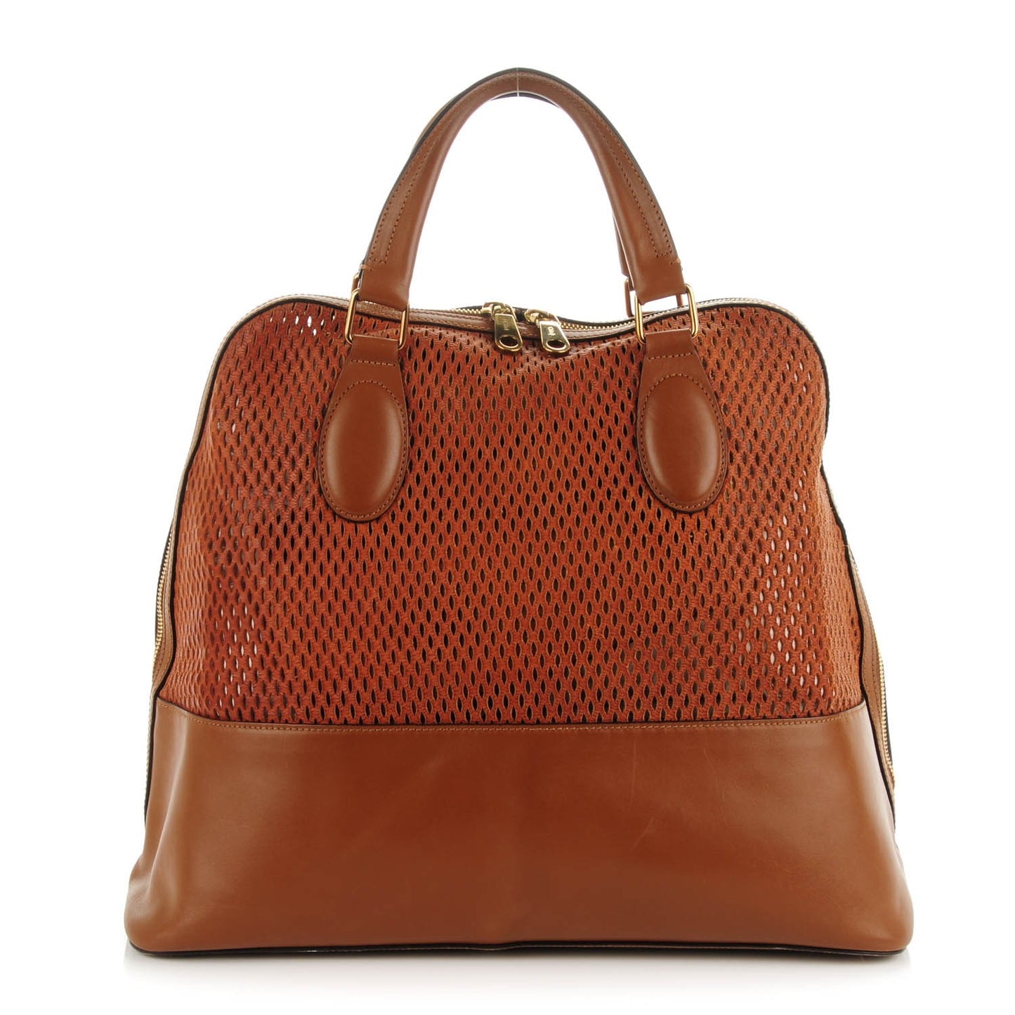 Lambskin Perforated Charlie Tote Caramel